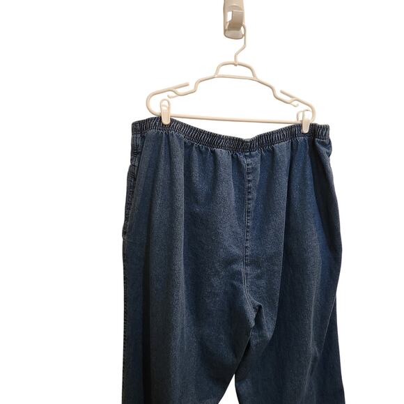 Woman Within Blue Denim Straight Leg Pull On Casual Pants Pockets Sze 28W Petite - Picture 5 of 11